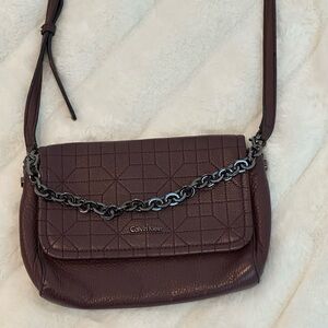 Calvin Klein Dark Brown Quilted Crossbody Bag